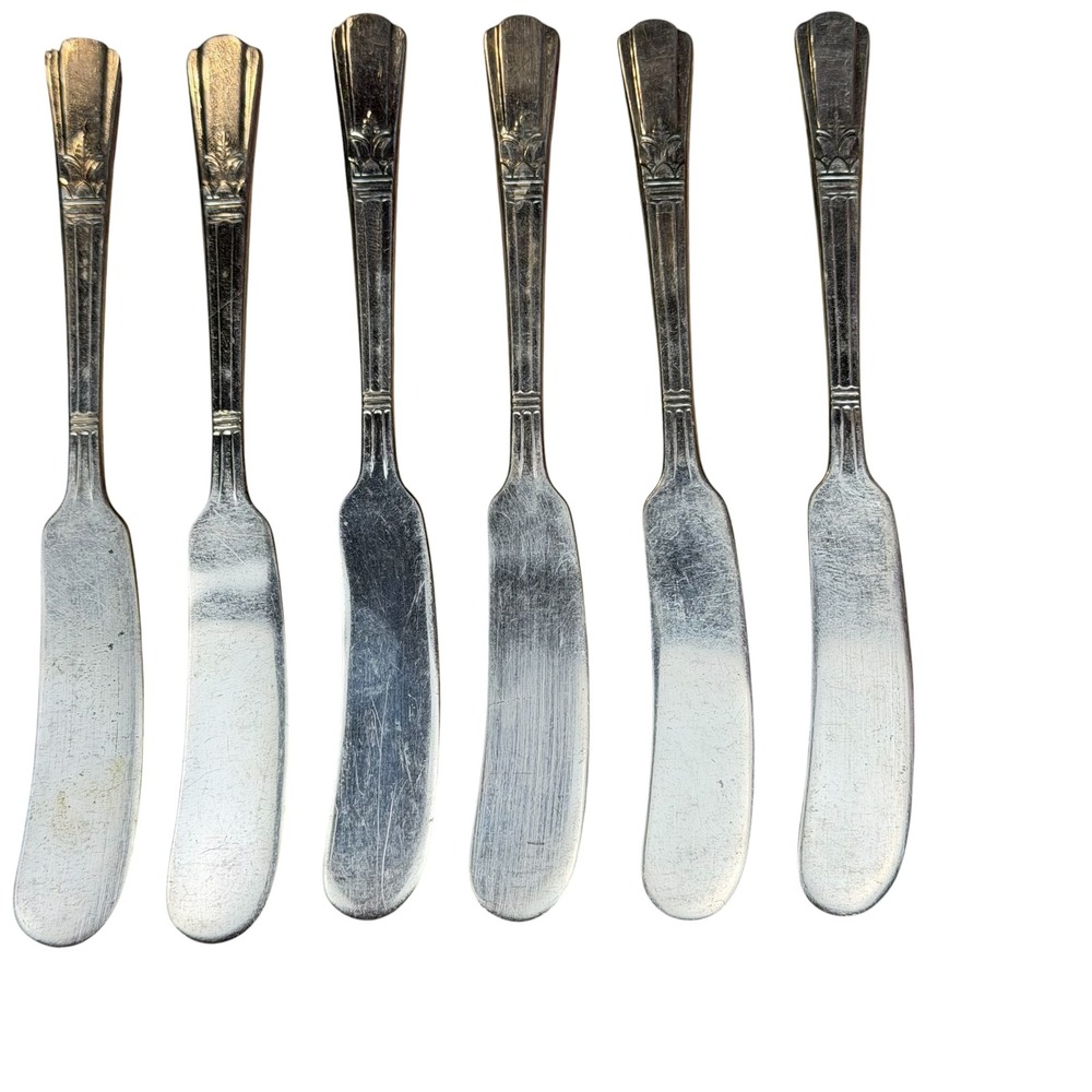 Court Silver Plate Fleur de Lis Butter Spreaders Set of 12 Vintage Flatware - Picture 3 of 5